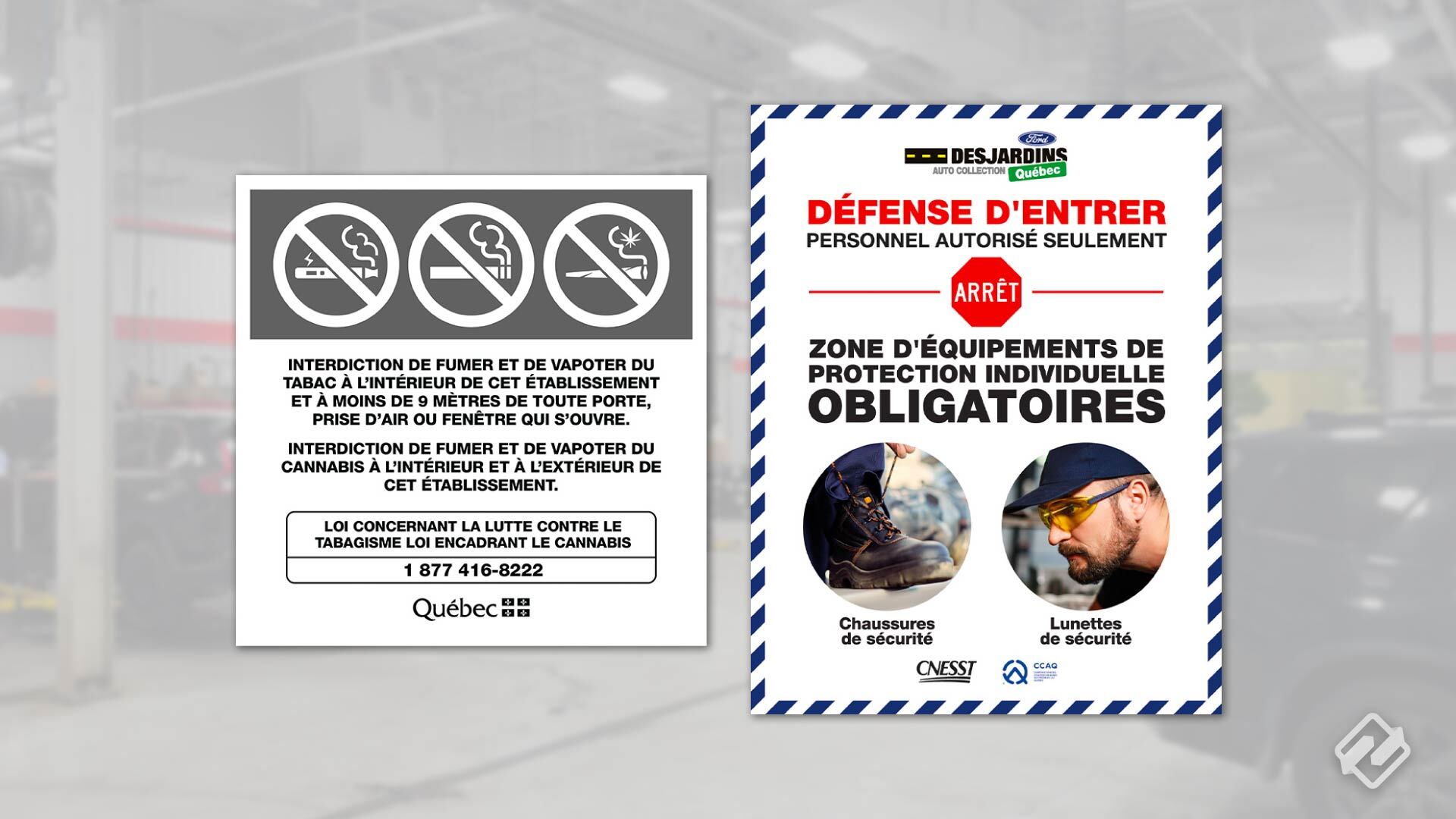 Vinyle adhésif | Affichage de règlements de sécurité | Desjardins Auto Collection