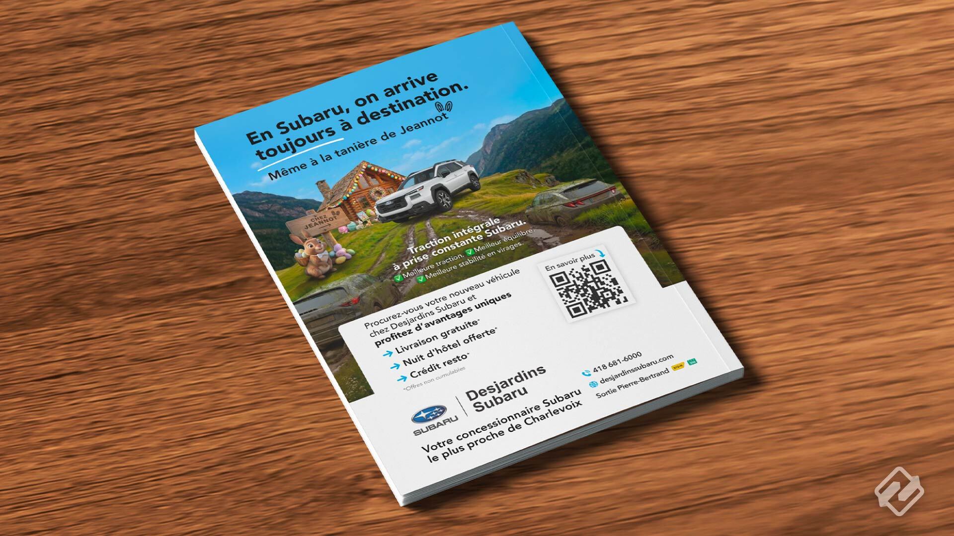 Publicité revue | Passeport Charlevoix | Desjardins Subaru