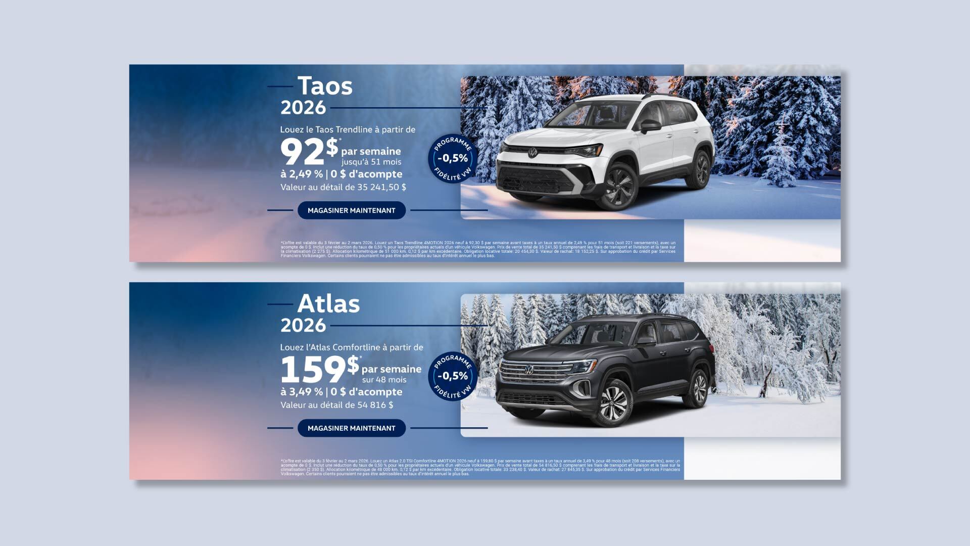Bannière web | Promo Février - Volkswagen | Volkswagen Victoriaville